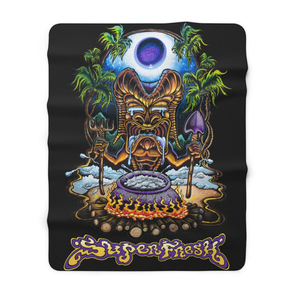 Midnight Tiki Sherpa Fleece Blanket